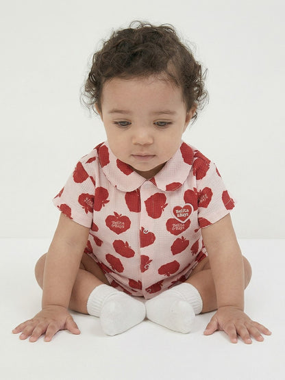 [BABY SET] Red Bubble Apple Polysucker Shirt & Shorts