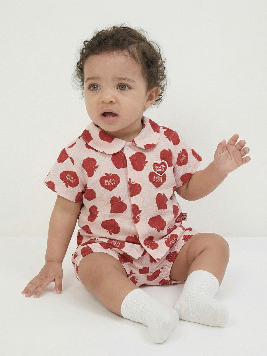 [BABY SET] Red Bubble Apple Polysucker Shirt & Shorts