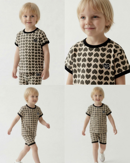 Charcoal BB Heart Pattern One Mile Short Sleeve