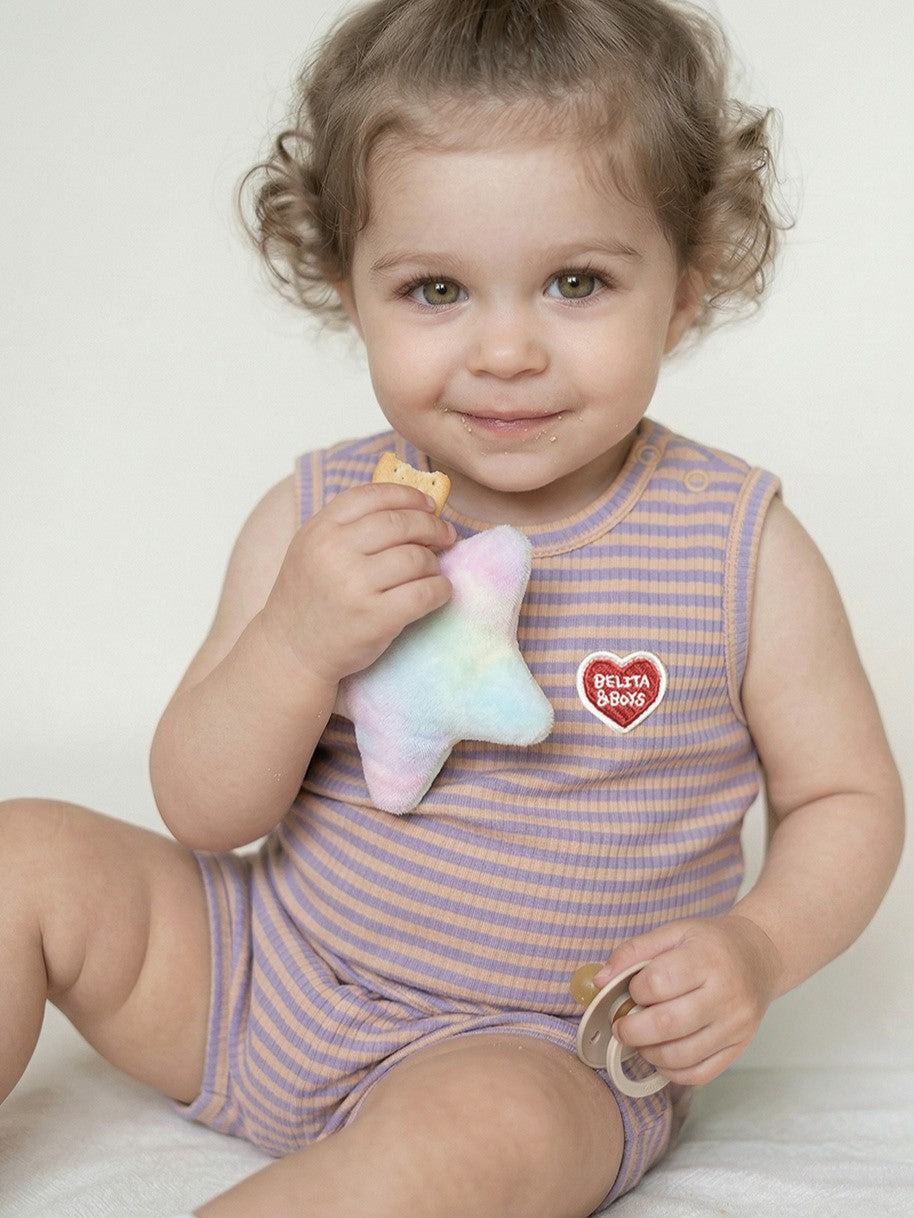 [BABY SET] Violet BB Heart Stripe Sleeveless Shorts