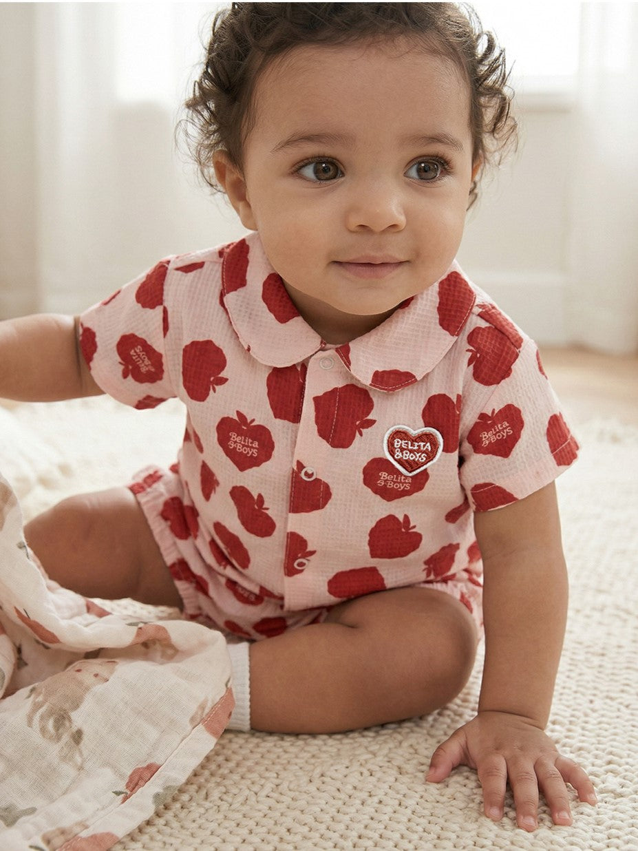 [BABY SET] Red Bubble Apple Polysucker Shirt & Shorts