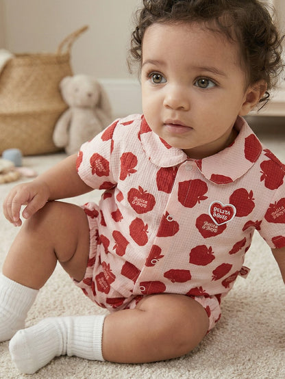 [BABY SET] Red Bubble Apple Polysucker Shirt & Shorts