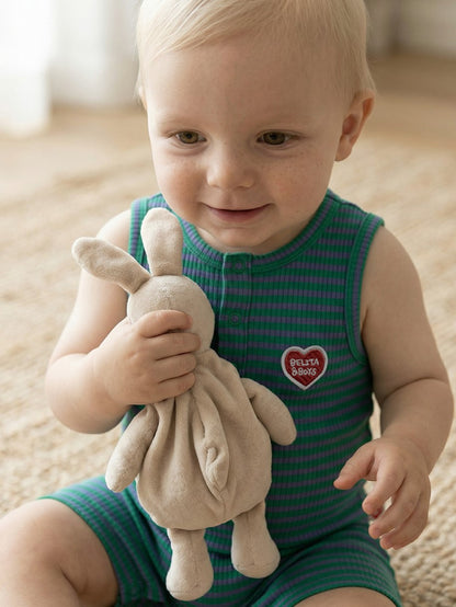 BABY Green BB Heart Stripe Sleeveless Jumpsuit