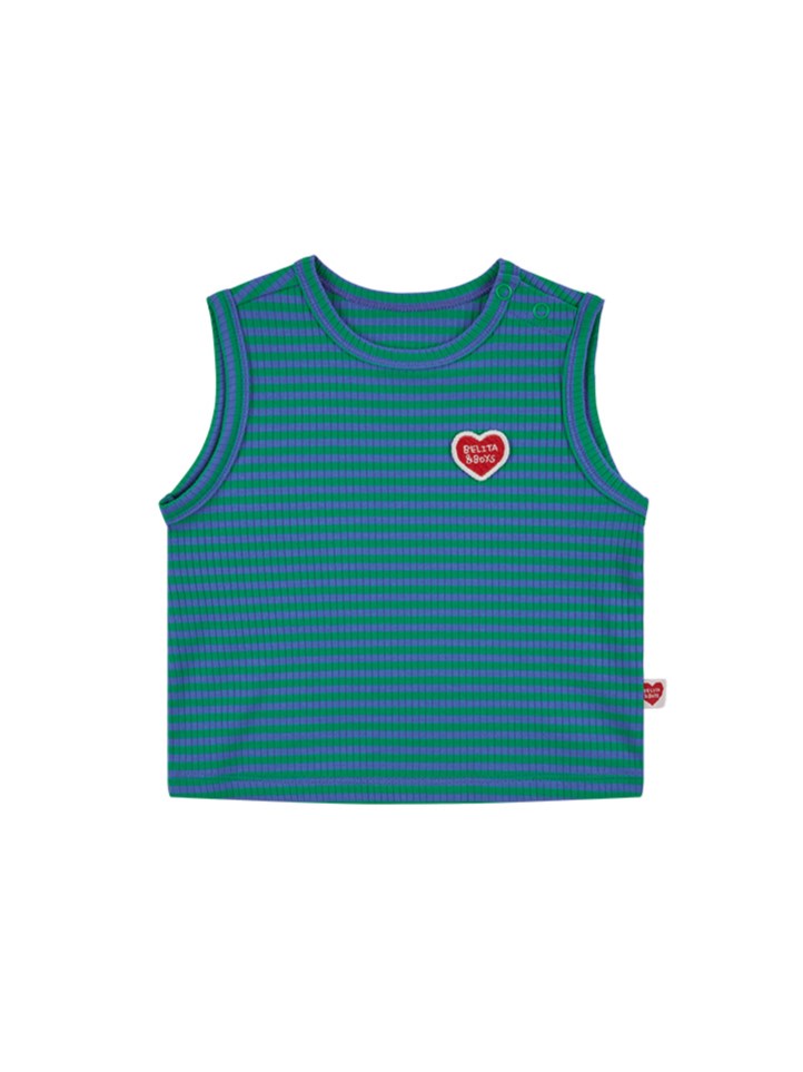 [BABY SET] Green BB Heart Stripe Sleeveless Shorts