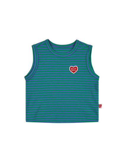 [BABY SET] Green BB Heart Stripe Sleeveless Shorts