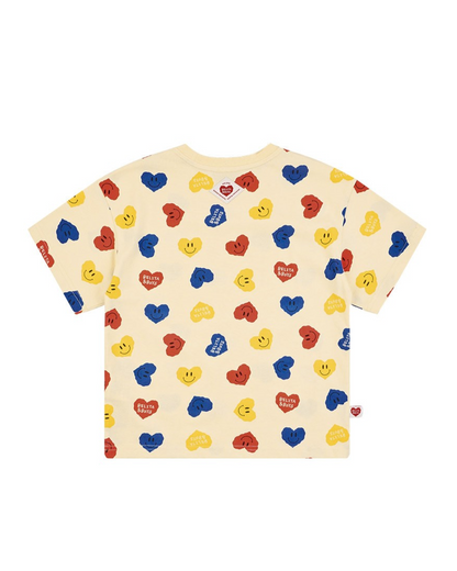 [SET] Light Yellow Smile Heart Pattern Shorts