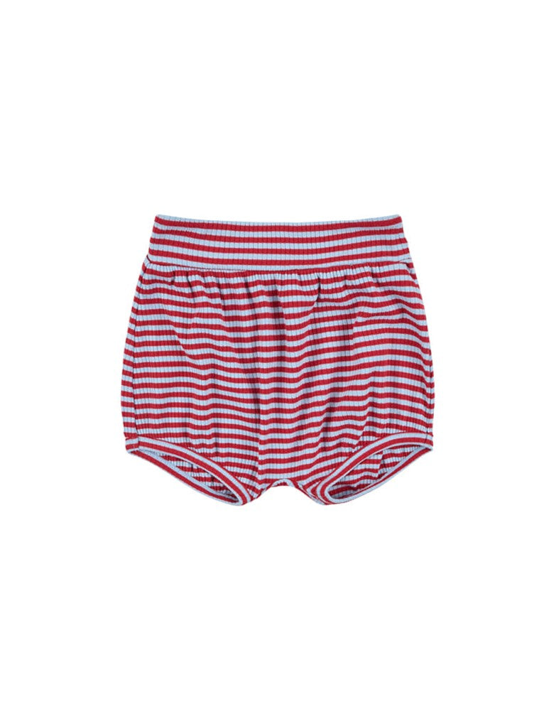 [BABY SET] Red BB Heart Stripe Sleeveless Shorts