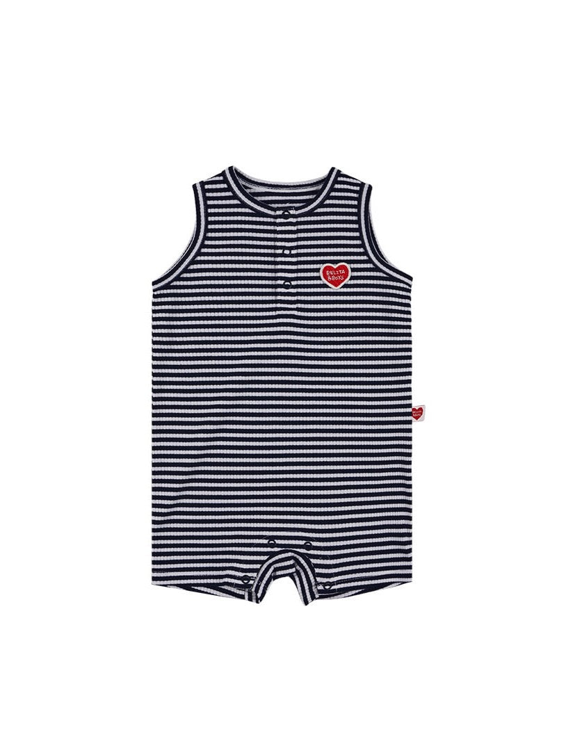 BABY Navy BB Heart Stripe Sleeveless Jumpsuit