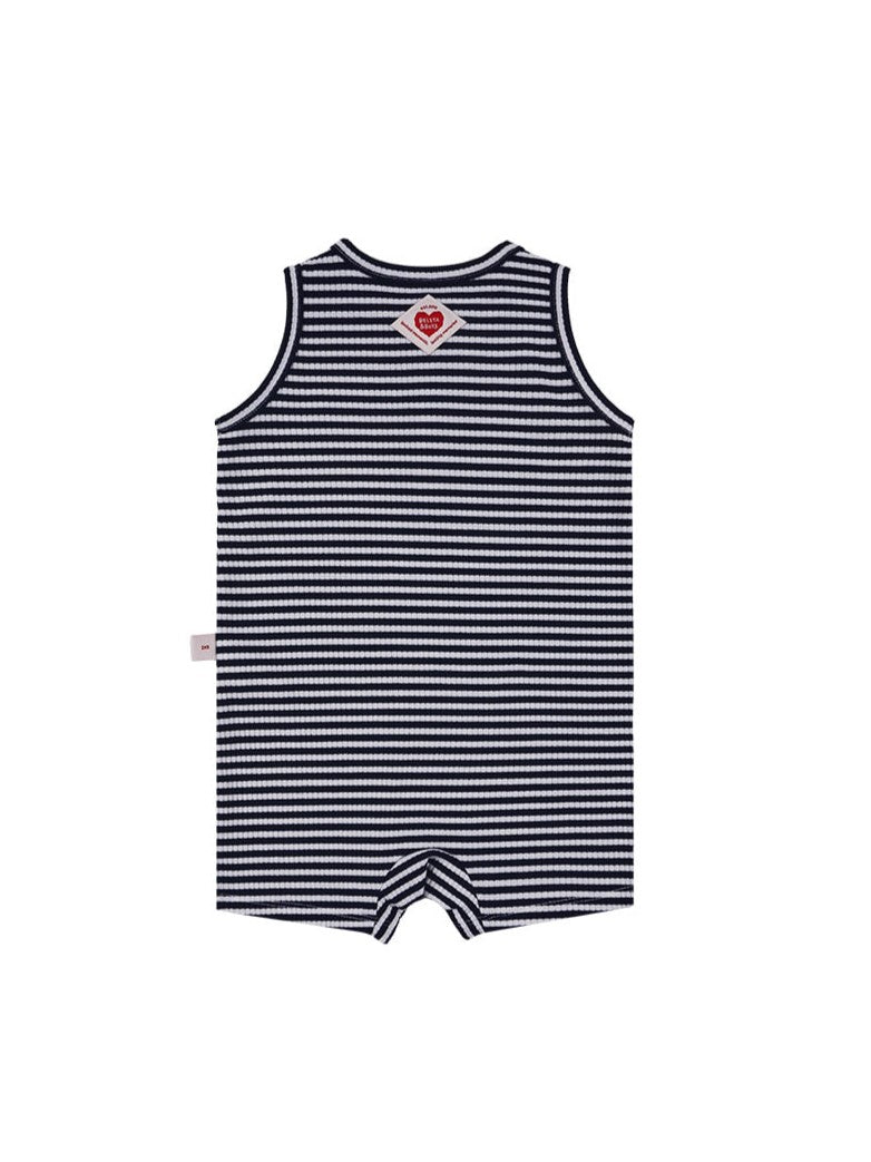 BABY Navy BB Heart Stripe Sleeveless Jumpsuit