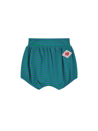 [BABY SET] Green BB Heart Stripe Sleeveless Shorts