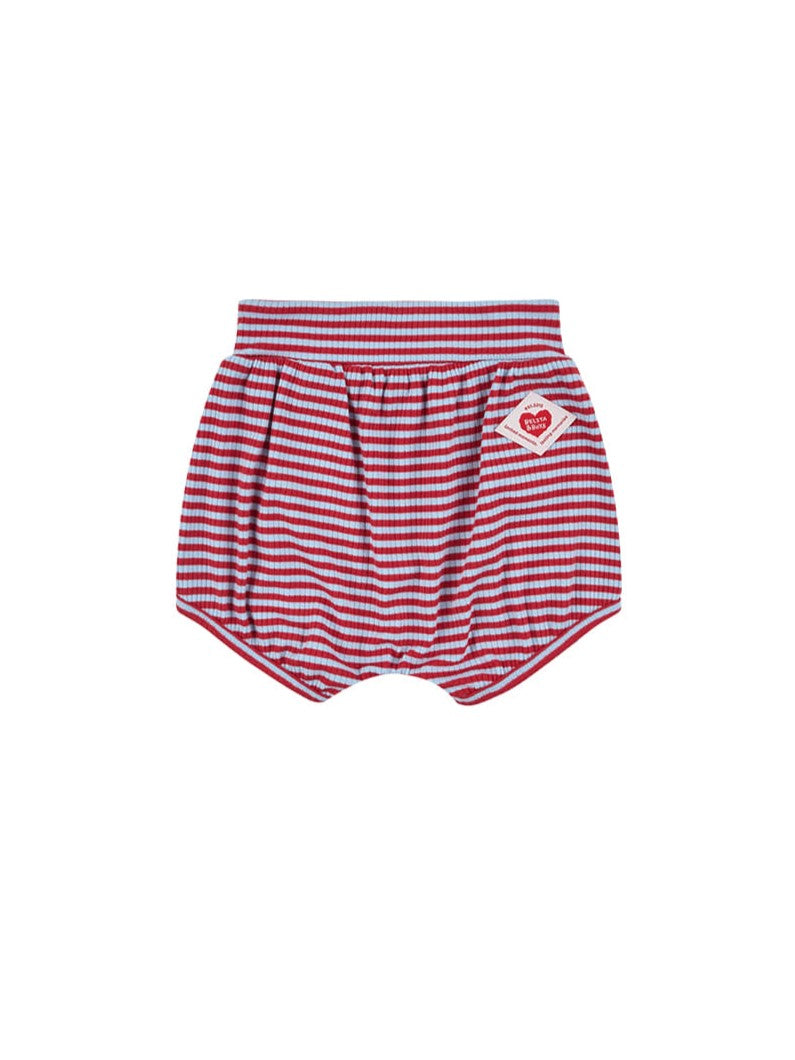 [BABY SET] Red BB Heart Stripe Sleeveless Shorts