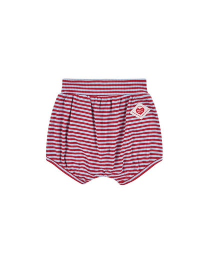 [BABY SET] Red BB Heart Stripe Sleeveless Shorts