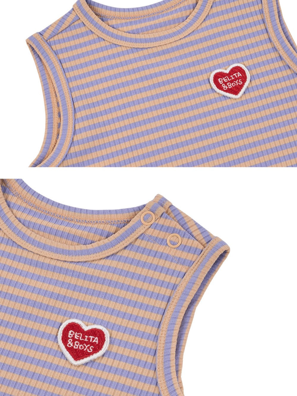 [BABY SET] Violet BB Heart Stripe Sleeveless Shorts