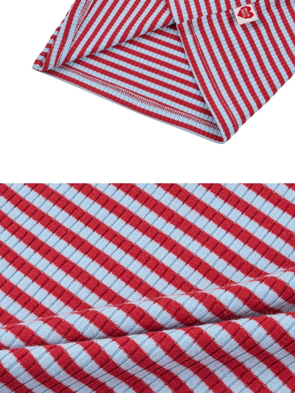 [BABY SET] Red BB Heart Stripe Sleeveless Shorts