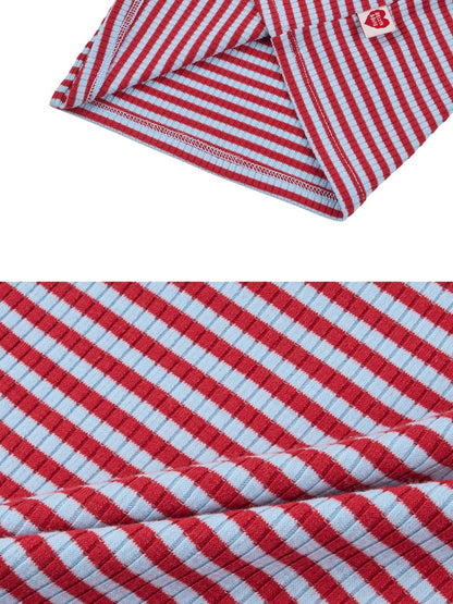 [BABY SET] Red BB Heart Stripe Sleeveless Shorts