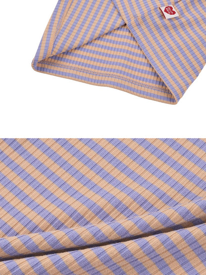 [BABY SET] Violet BB Heart Stripe Sleeveless Shorts