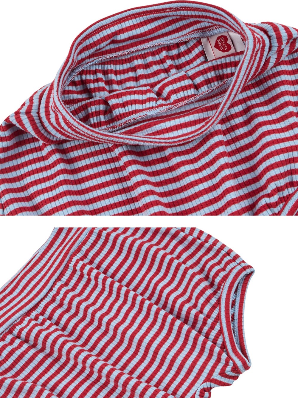 [BABY SET] Red BB Heart Stripe Sleeveless Shorts