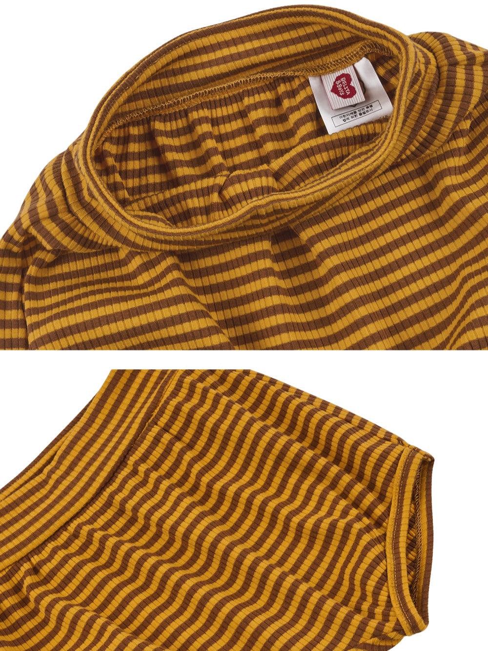 [BABY SET] Brown BB Heart Stripe Sleeveless Shorts
