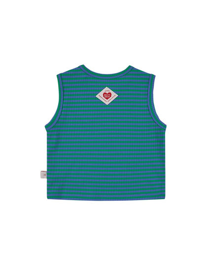 [BABY SET] Green BB Heart Stripe Sleeveless Shorts