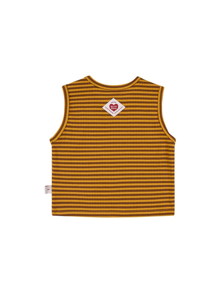 [BABY SET] Brown BB Heart Stripe Sleeveless Shorts