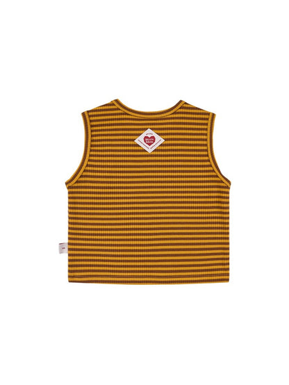 [BABY SET] Brown BB Heart Stripe Sleeveless Shorts