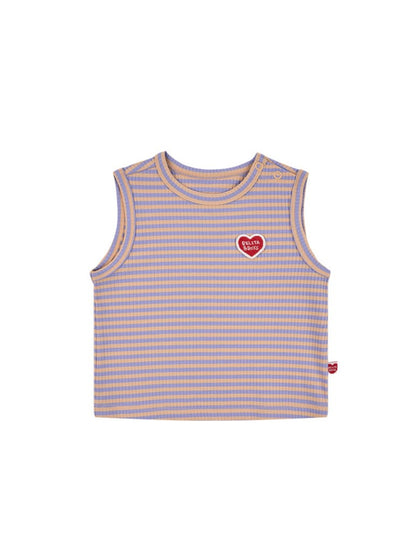 [BABY SET] Violet BB Heart Stripe Sleeveless Shorts