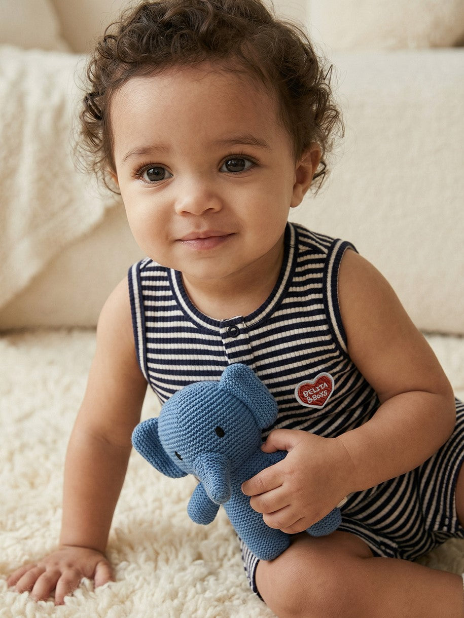 BABY Navy BB Heart Stripe Sleeveless Jumpsuit