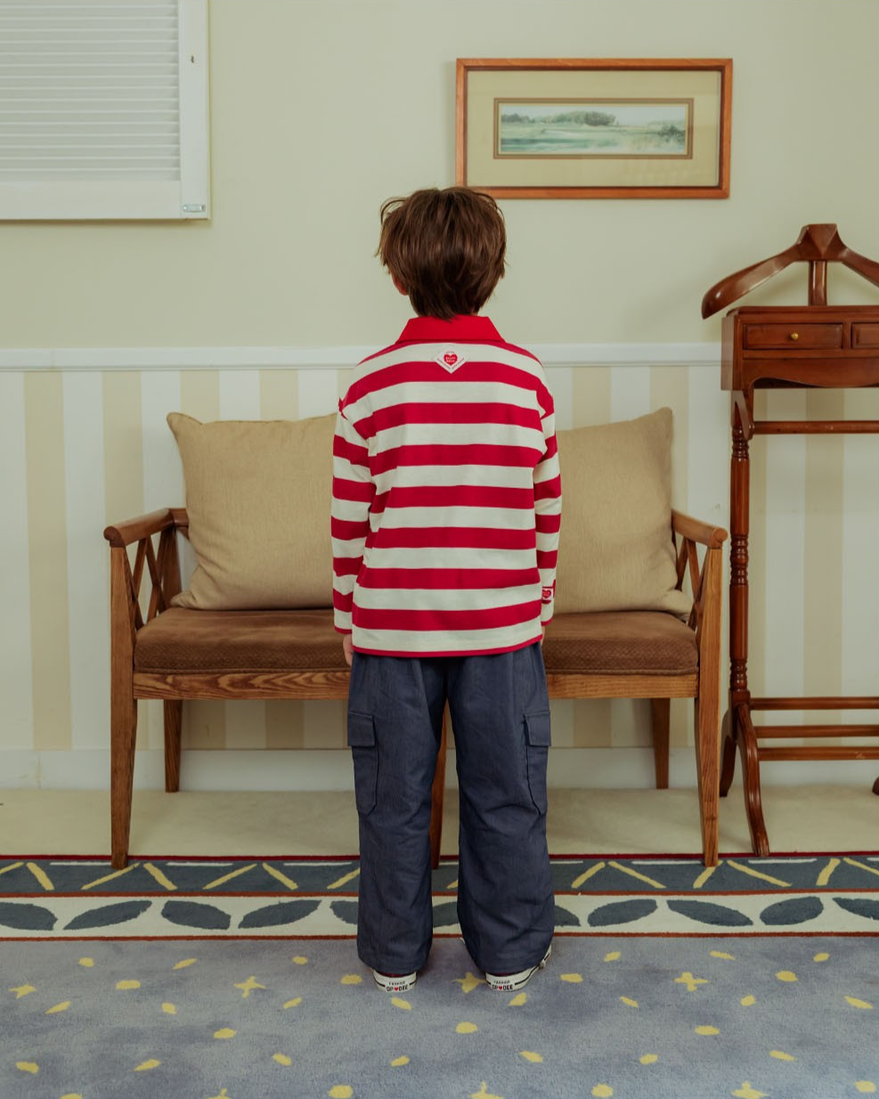 Dark Blue BB Heart Tapered Cargo Pants