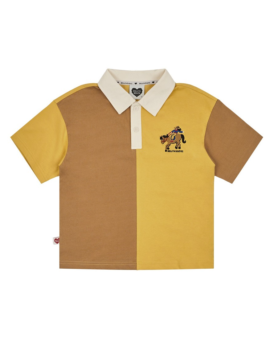 Yellow Cowboy Half Color Block Collar Shirt
