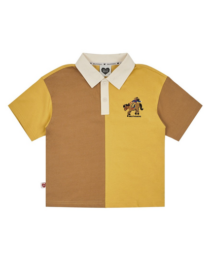 Yellow Cowboy Half Color Block Collar Shirt