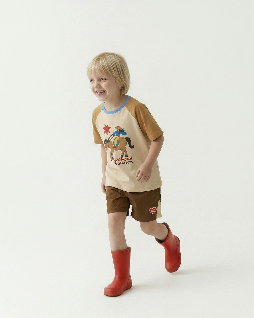 Brown BB Heart Edge Color Block Shorts