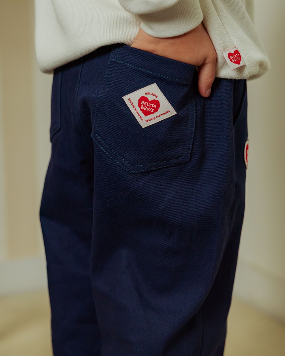 Navy BB Heart Woven Pants