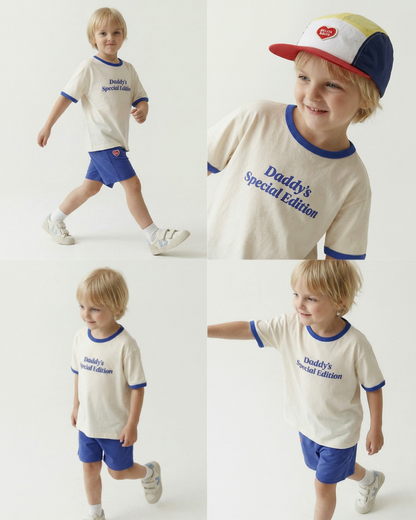 [SET] Cream Daddy Short Sleeve Tee & Shorts
