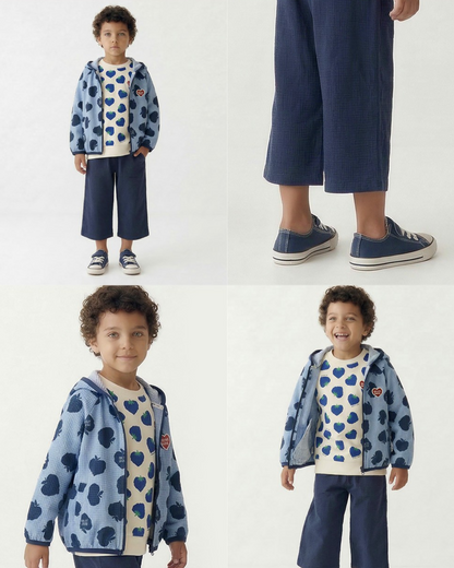 Navy BB Heart Polysucker Crop Pants