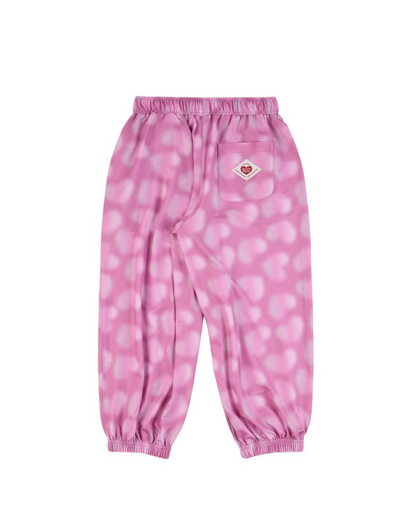 Pink Water Dye Heart Pattern Mesh Jogger