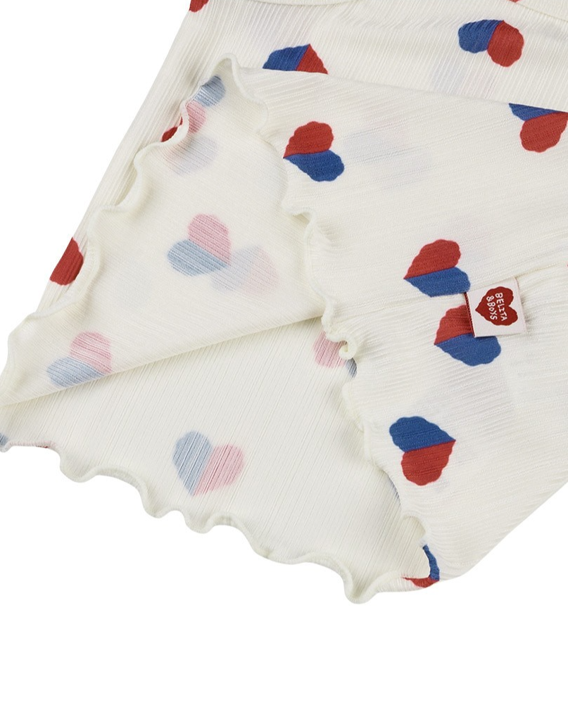 [BABY GIRL SET] Ivory Red Blue Heart Pattern Sleeveless Shorts