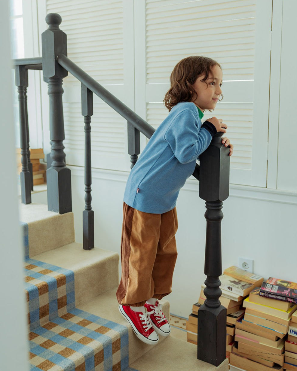 Light Blue Color Block Half Neck Knit