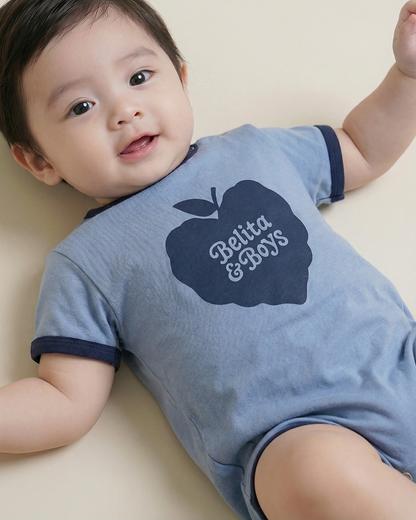 BABY Navy Bubble Apple Short Jumpsuit