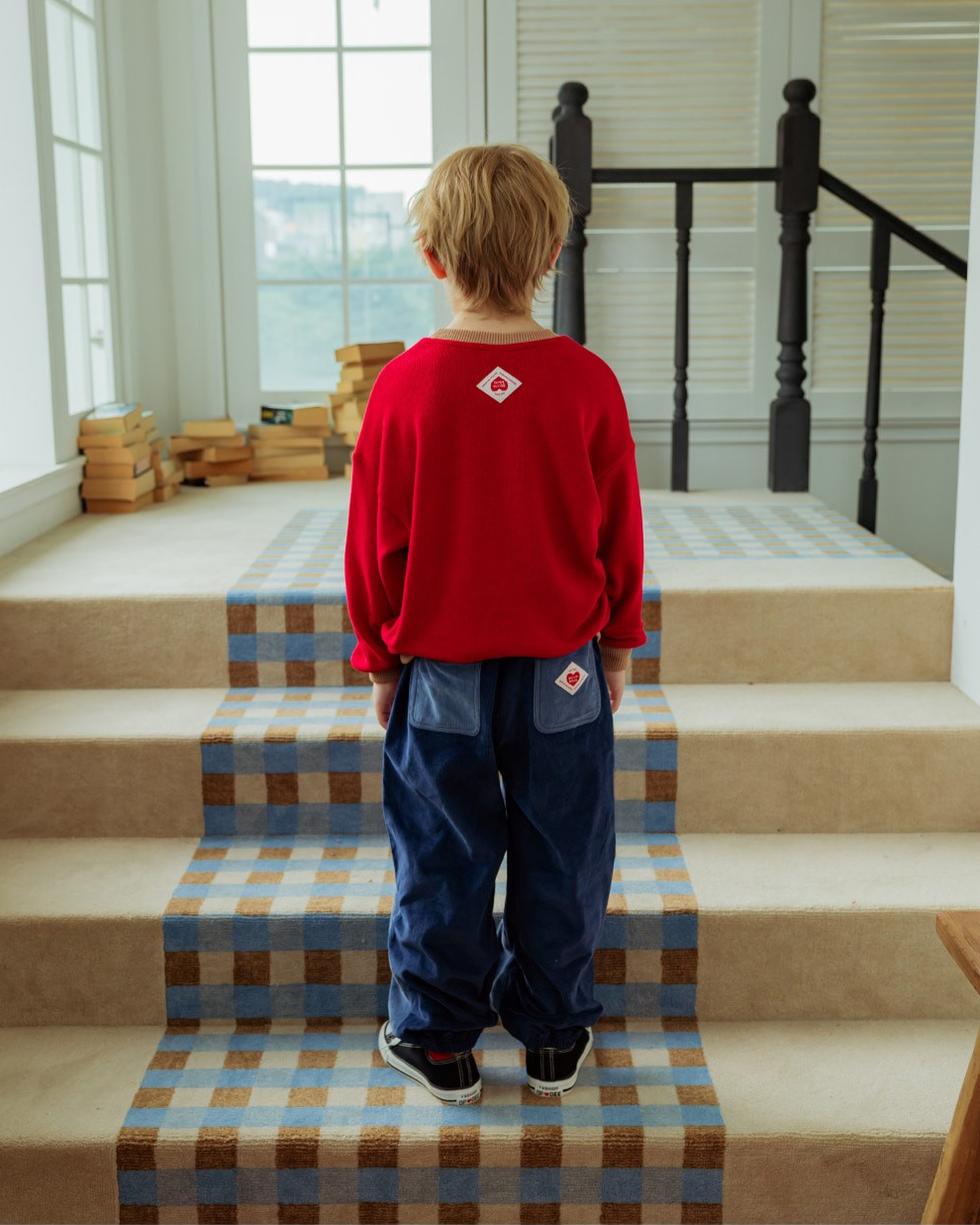 Blue Color Block Corduroy Jogger