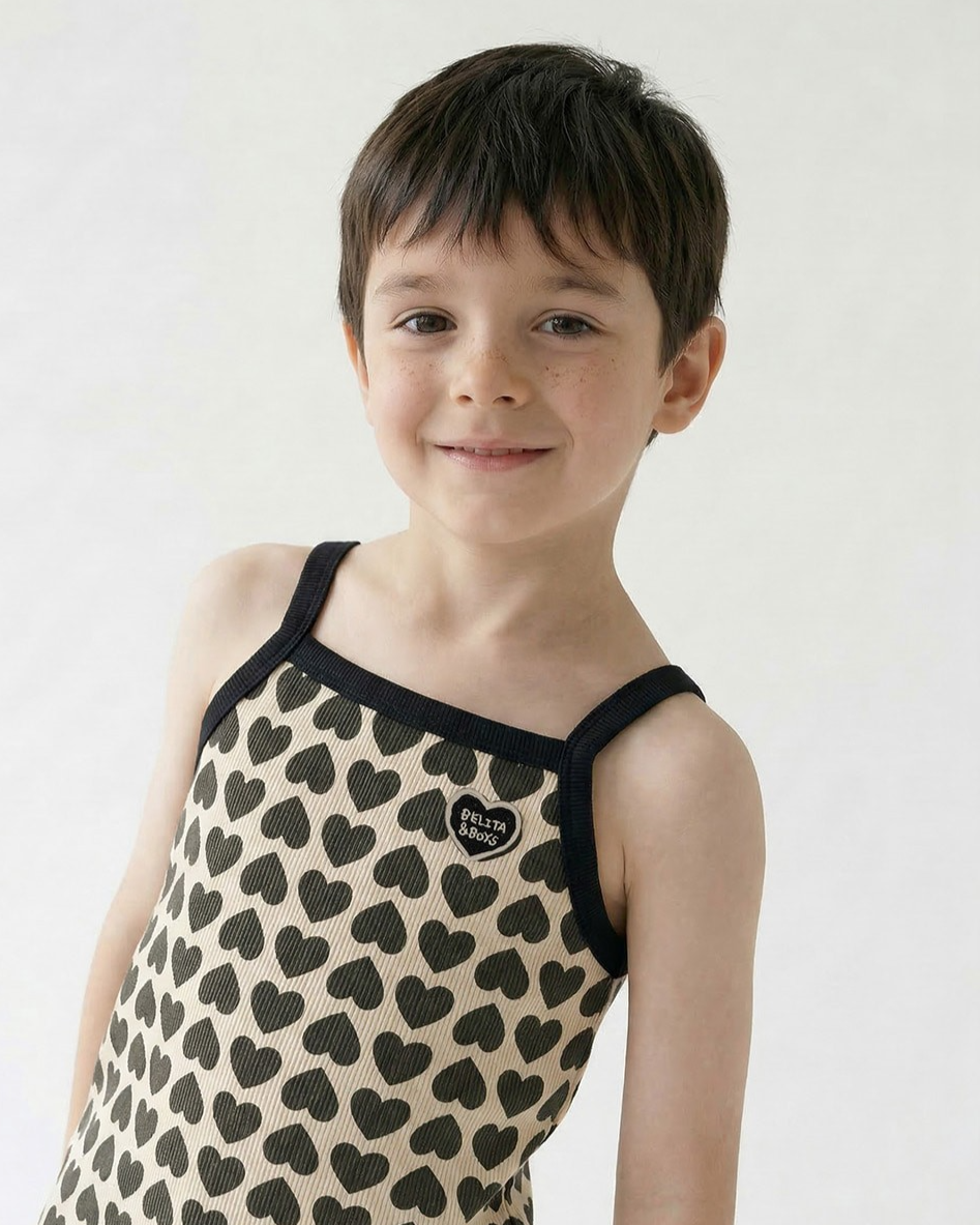 Charcoal BB Heart Pattern One Mile Shorts