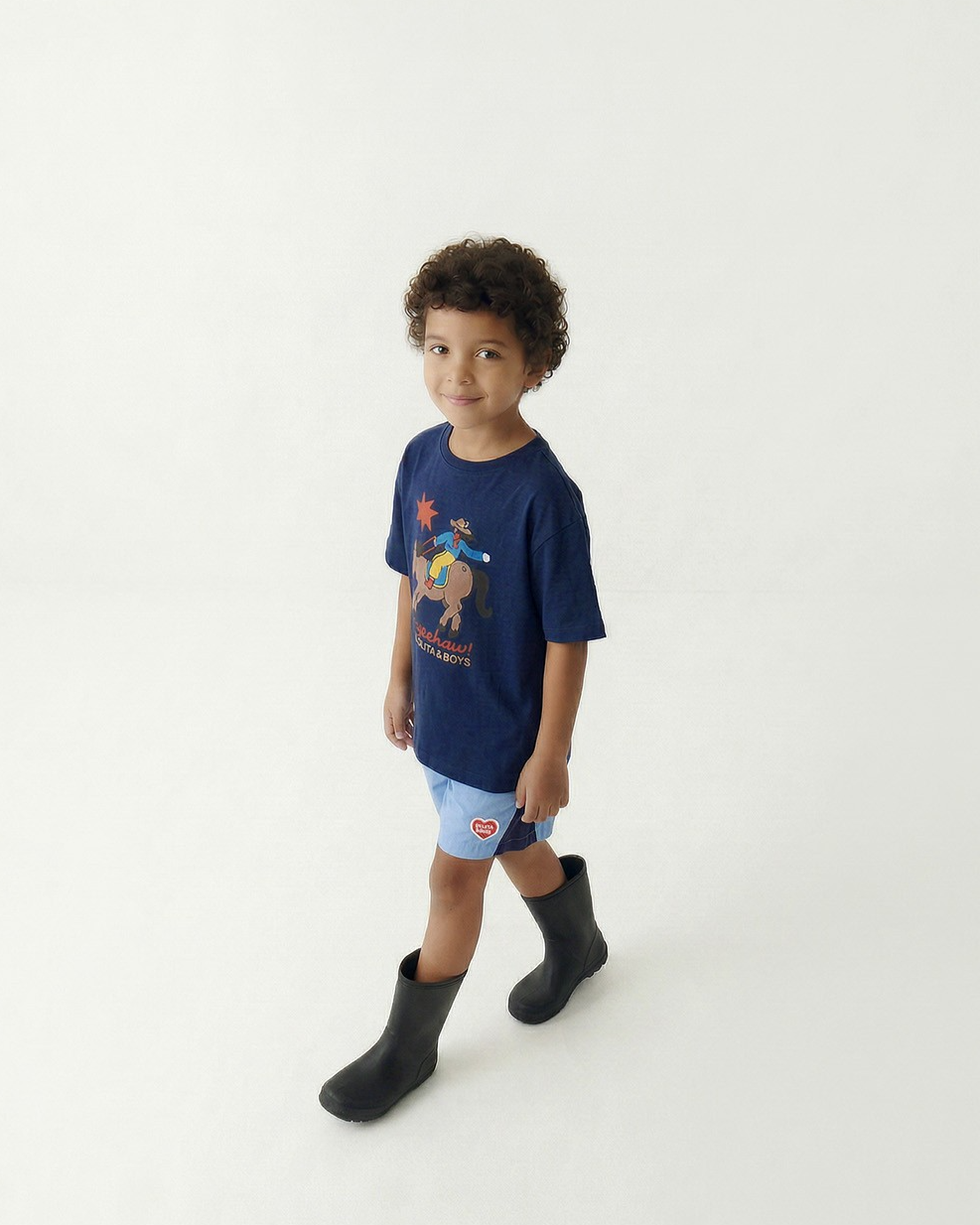 Blue BB Heart Edge Color Block Shorts
