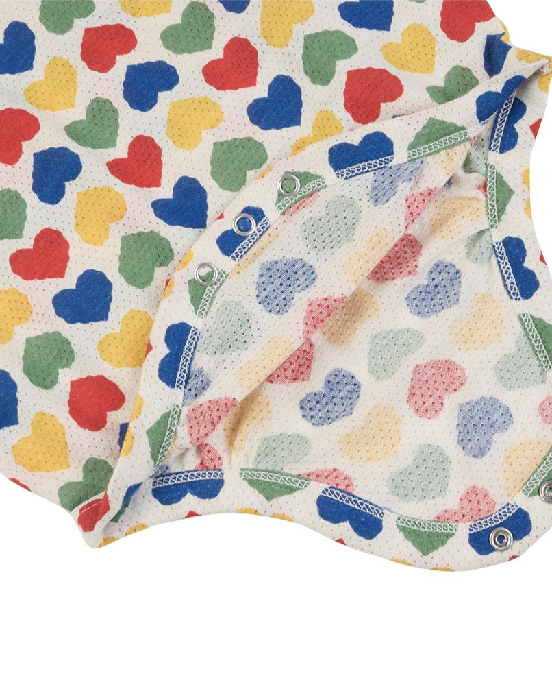 BABY Cream Rainbow Heart Mesh Sleeveless Bodysuit