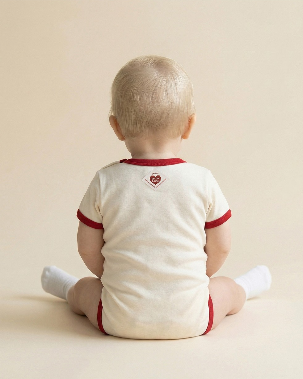 BABY Red Bubble Apple Short Jumpsuit