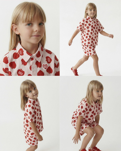 [SET] Red Bubble Apple Polysucker Shirt & Shorts