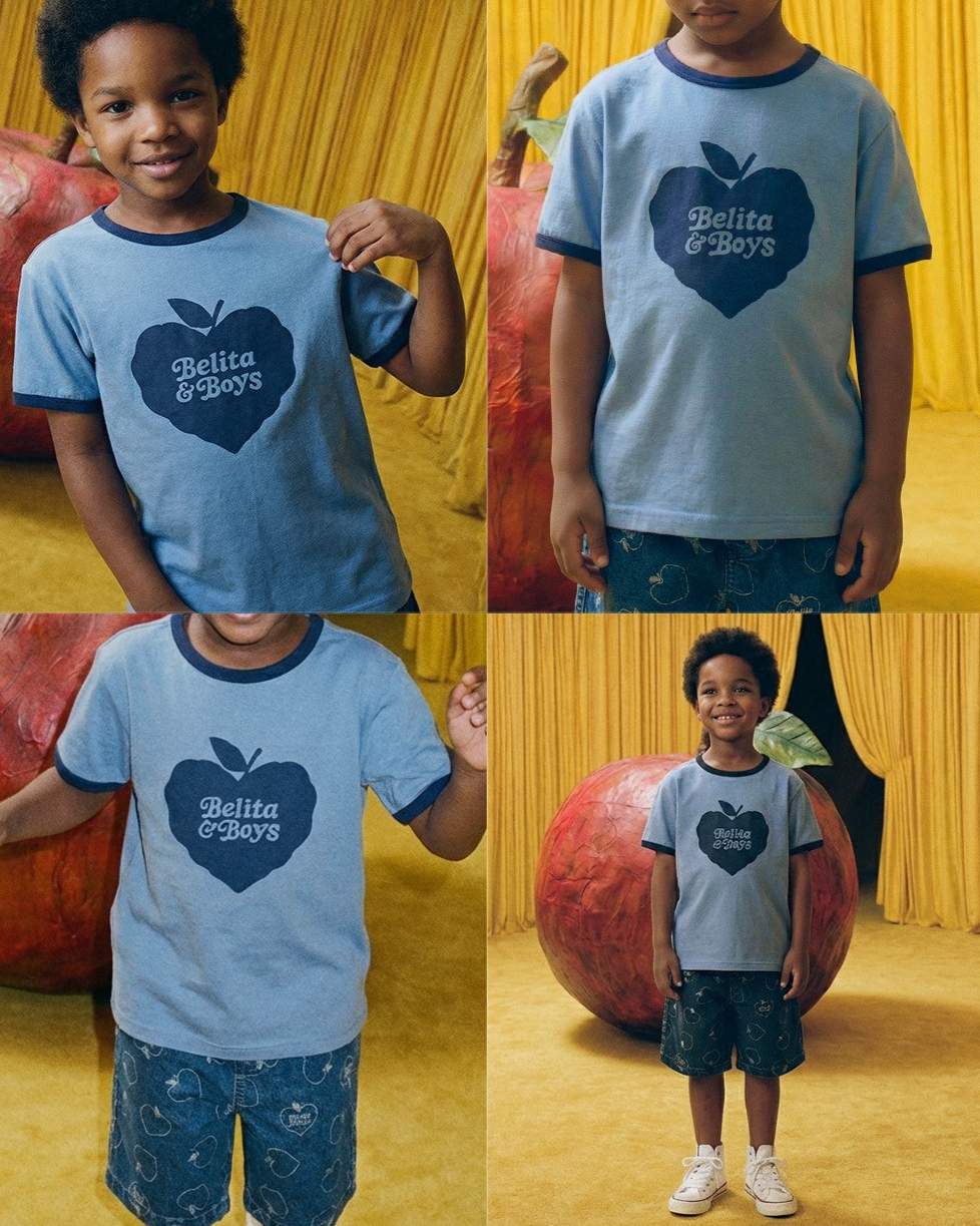 Navy Bubble Apple Short Sleeve