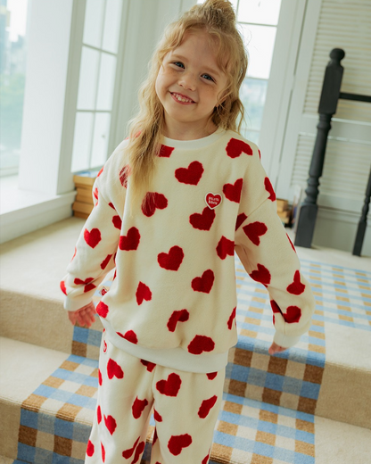 [SET] Red BB Heart Pattern Fleece Jogger