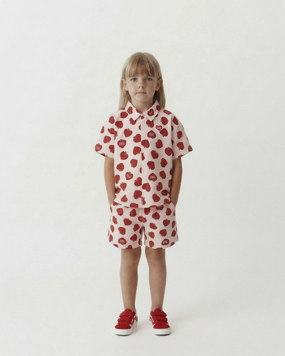 [SET] Red Bubble Apple Polysucker Shirt & Shorts