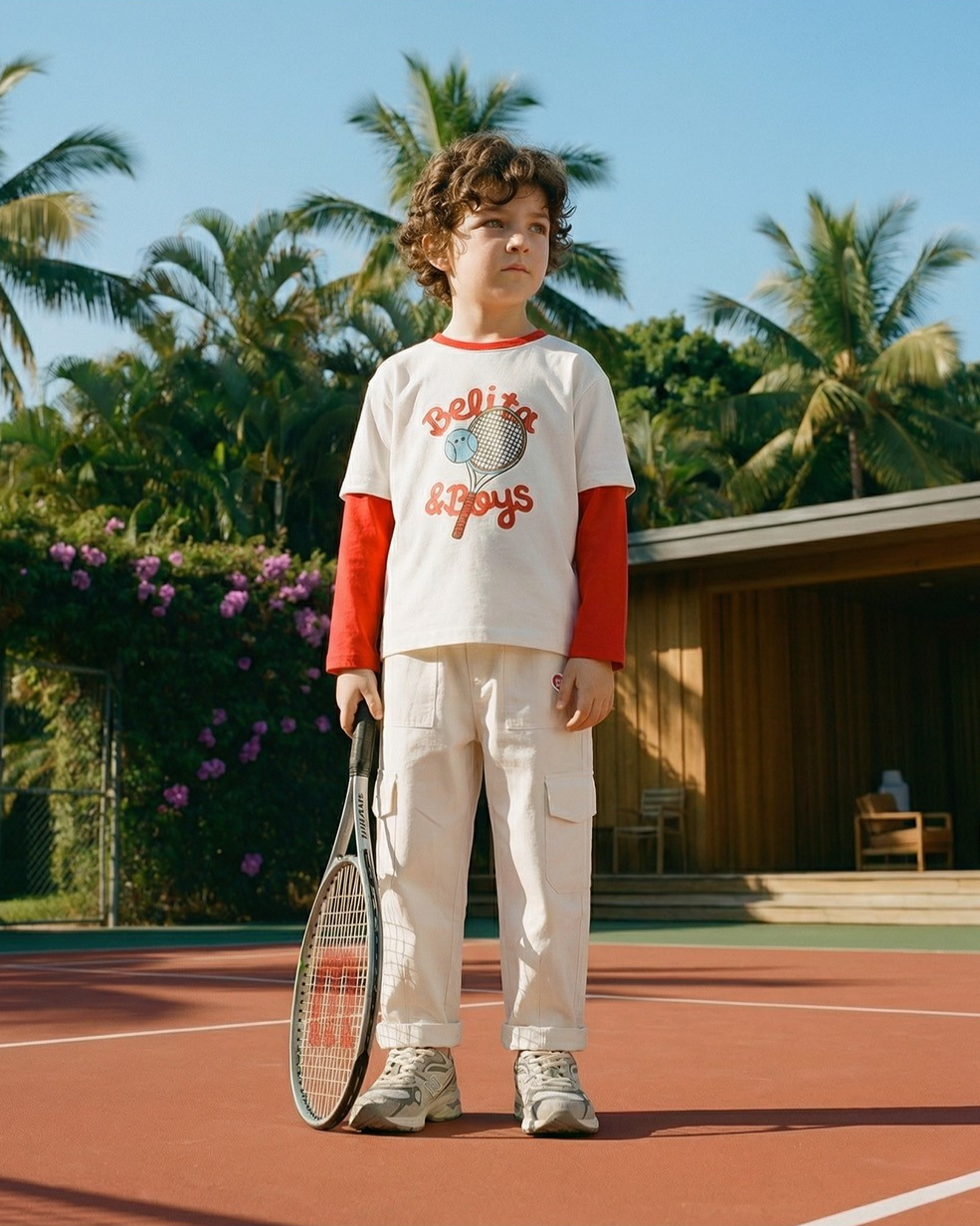 Red Tennis Layered Long Sleeve