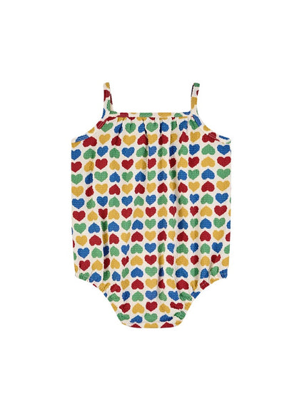BABY Cream Rainbow Heart Polysucker Sleeveless Bodysuit