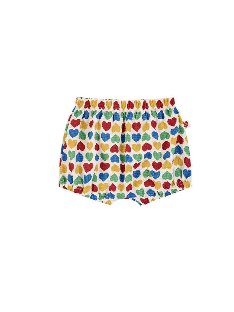 [BABY SET] Cream Rainbow Heart Polysucker Shirt & Shorts